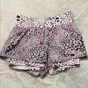 Fabletics Pink and Black Leopard Print Pajama Shorts